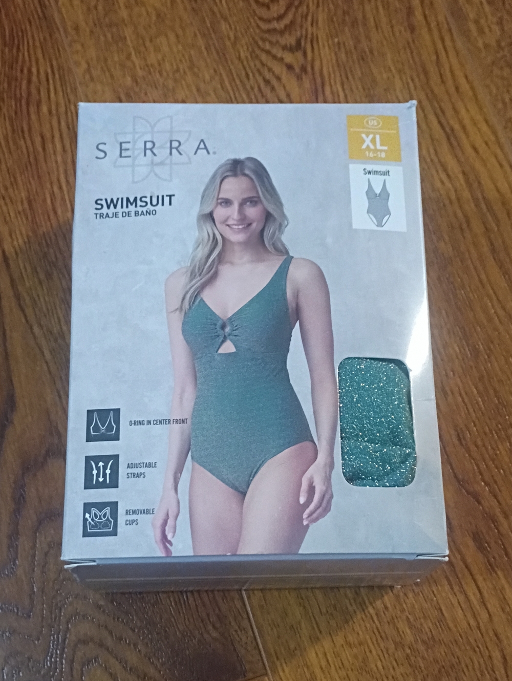 SERRA Teal Sparkle One-Piece Swimsuit with Center Ring